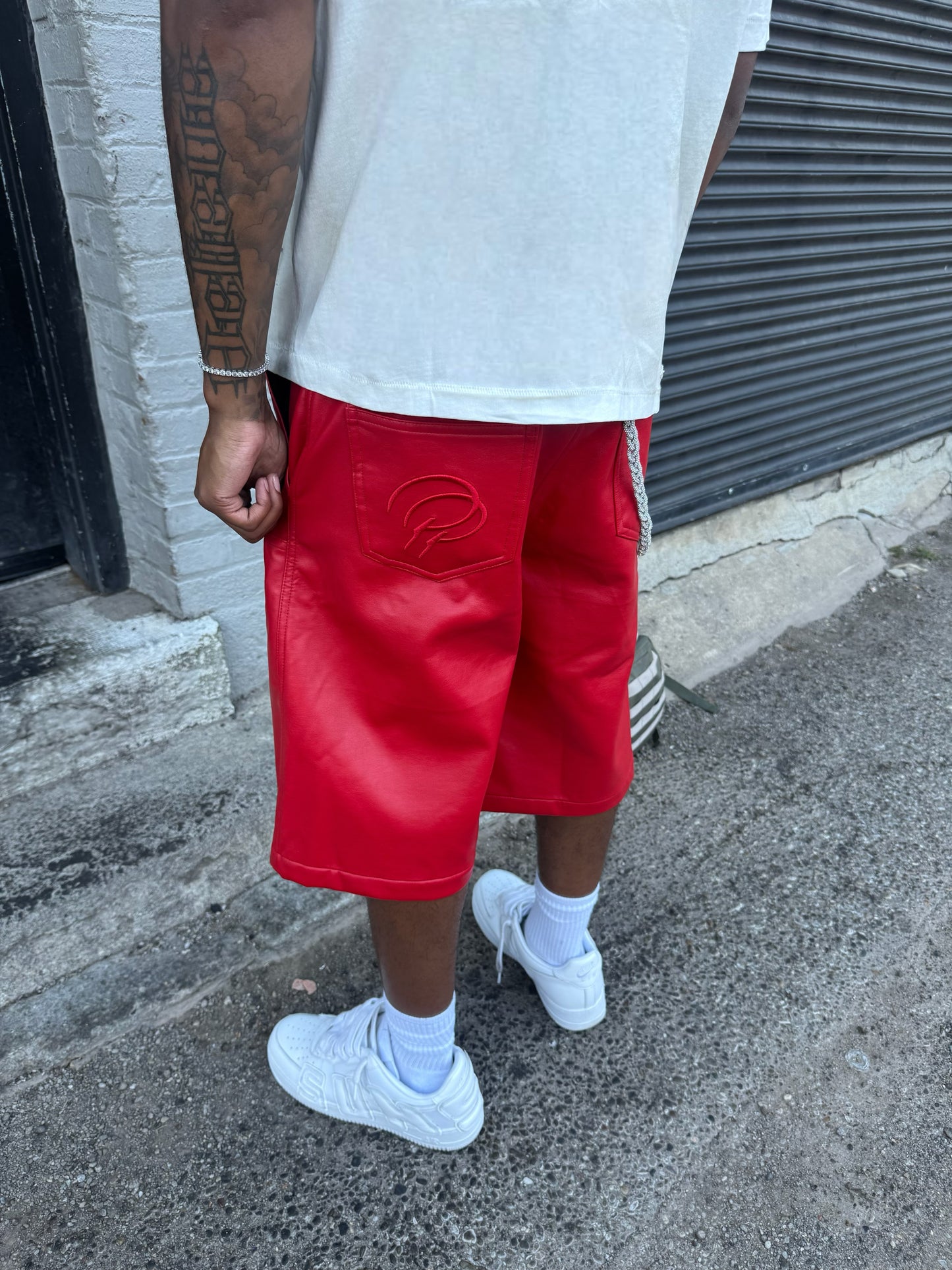 Crimson Red Leather Shorts