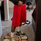 Crimson Red Leather Shorts