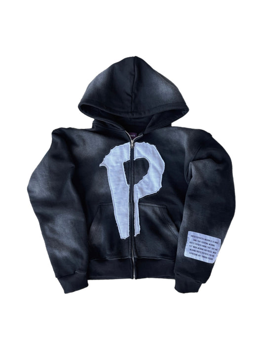 Monochrome Black Statement Zip-up